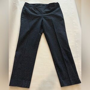Talbots Womens 12 Chatham Ankle Pants Navy White Polka Dot Slacks Trousers
